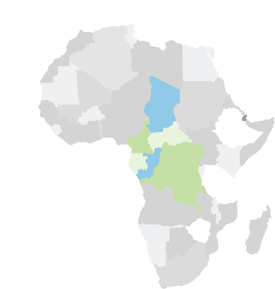 Carte de présence de MoK en Afrique centrale